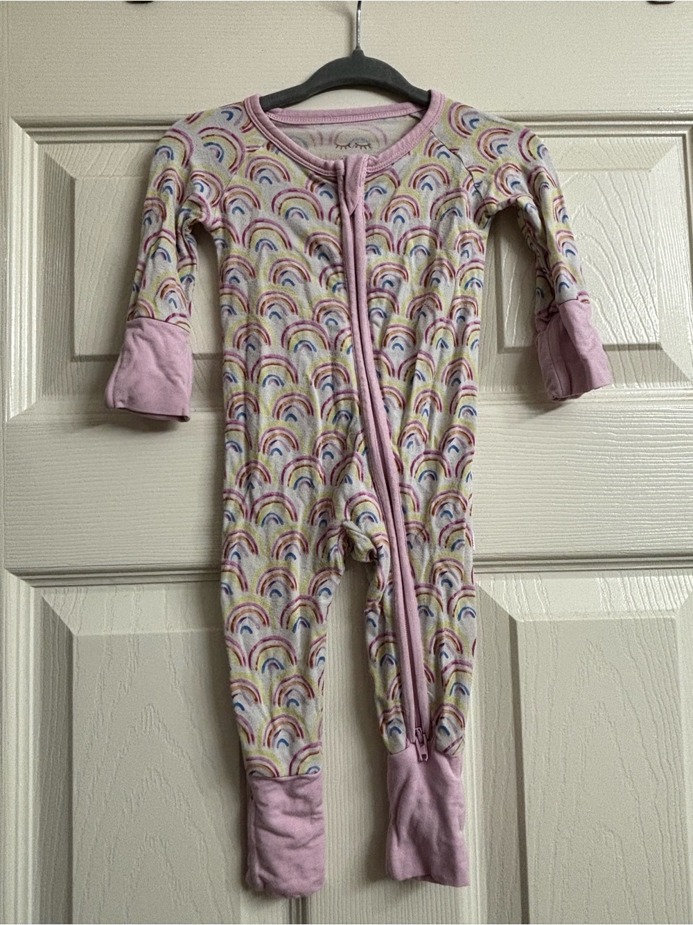 Little Sleepies Pink Rainbow Print Footed One-Piece Pajamas